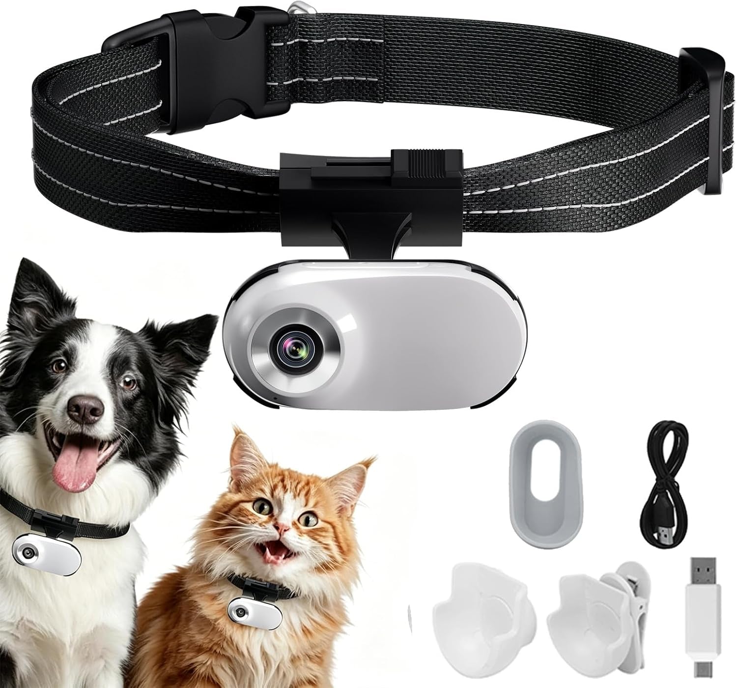 HD 1080P Cat Camera Collar with Video Record Wireless Mini Sport Cam,Small Action Cameras,Body Camera for Pet Supplies/Stuff,Outdoor/Inoor Birthday Gift No Wifi