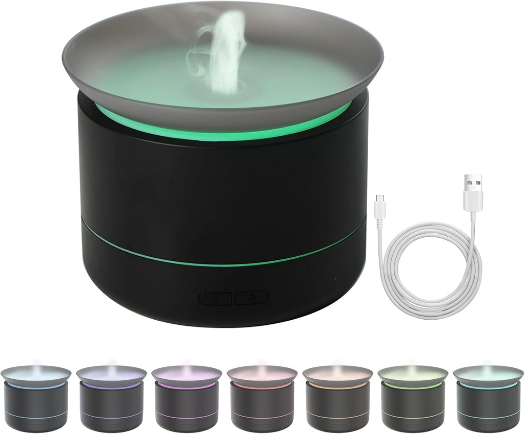 Essential Oil Diffusers, 200Ml Aromatherapy Diffuser with Auto Shut-Off Function, Cool Mist Humidifier with 2 Modes, Small Diffuser with 7 Color Lights Auto Shut off for Home Office Room, Black